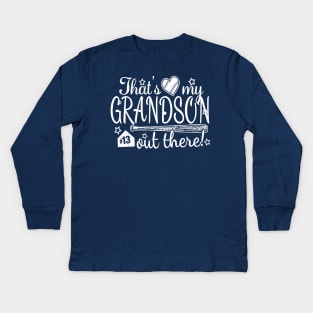 That's My GRANDSON out there #13 Baseball Jersey Uniform Number Grandparent Fan Kids Long Sleeve T-Shirt